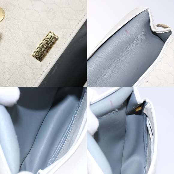 DIOR Honeycomb Canvas Shoulder Bag Pvc White Gold - Picture 12 of 13